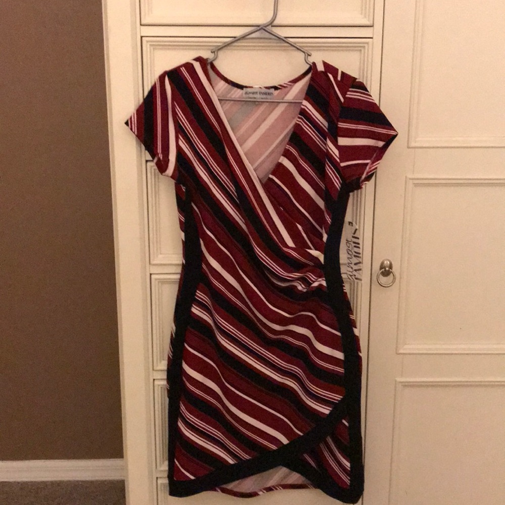 Black, Cream and Red Stripe Ladies Surplus Dress.